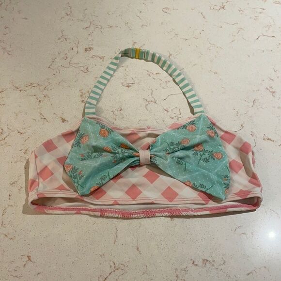 Matilda Jane bikini top with bow mint green and pink SZ 14 - Picture 1 of 7